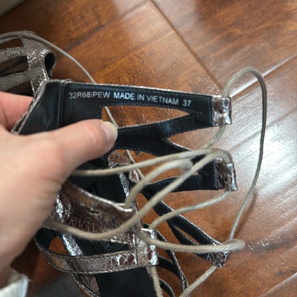Topshop Silver Pewter Snake Lace up Heels - Picture 6 of 6